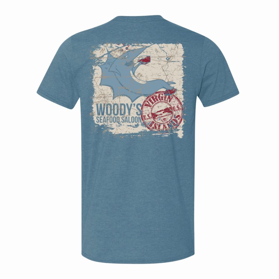 Woody's Stamp Tee - Heather Indigo
